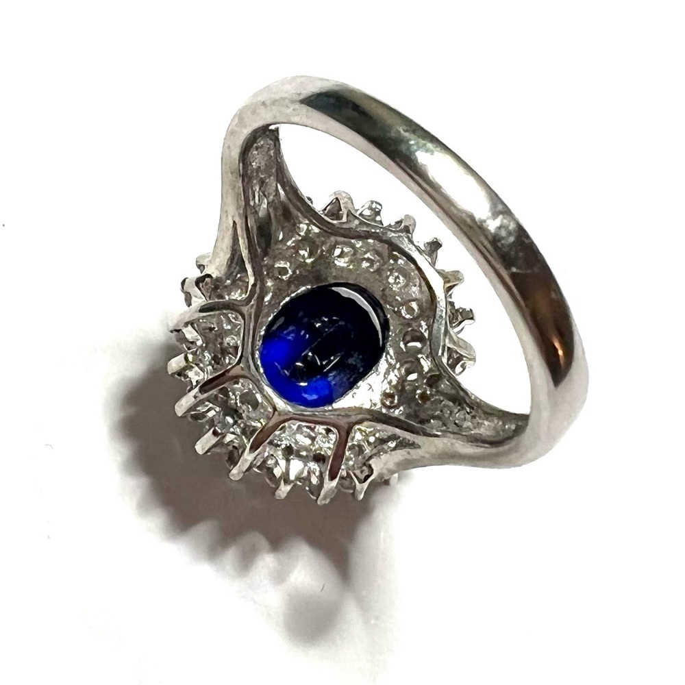 GORGEOUS 3.3 Ct NAVY BLUE SAPPHIRE & CZ 925 STERLING SILVER WOMEN COCKTAIL RING - Picture 8 of 16